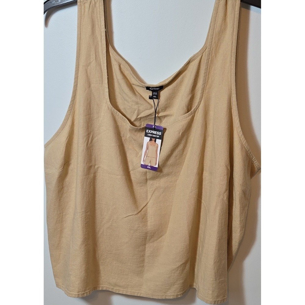 Express Beige Linen Wide Strap Scoop Neck Sleeveless Tank Top Womens XXL